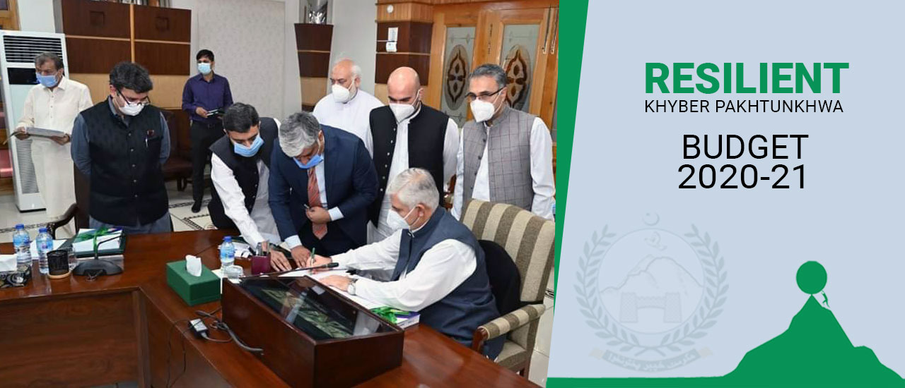 Chief Minister Khyber Pakhtunkhwa Mahmood Khan Signing approval of the Provincial Budget for the Financial Year 2020-21